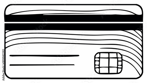 Illustration of a credit card with lines and chip