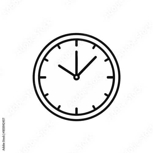 Simple clock face time 8 o'clock monochrome design.