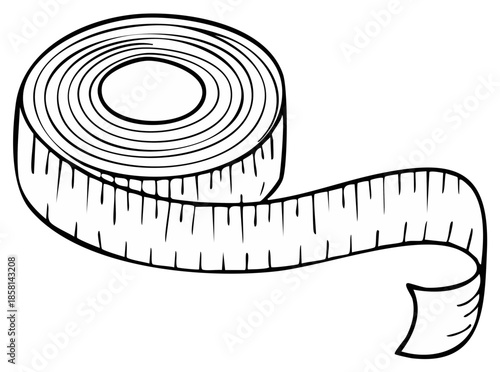 Rolled up measuring tape unspooling for precise measurements and tailoring tasks