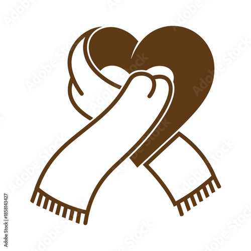 Vintage Brown and white scarf tied in a knot isolated on white background