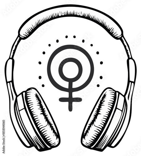 Headphones with female gender symbol musical illustration design