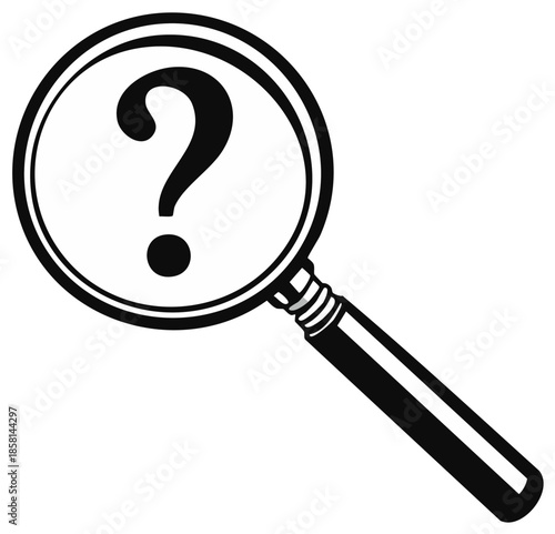 Magnifying Glass with Question Mark Concept Searching Inquiry Mystery Doubt