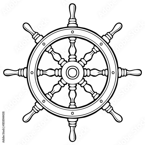 Steering wheel outline nautical navigation maritime control equipment