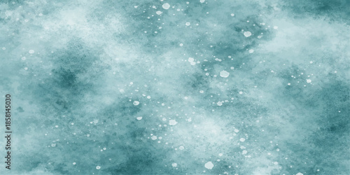 Blue water drops on a window create a cold winter texture with falling snowflakes and icy stars under a dark night sky backdrop for a Christmas holiday season pattern