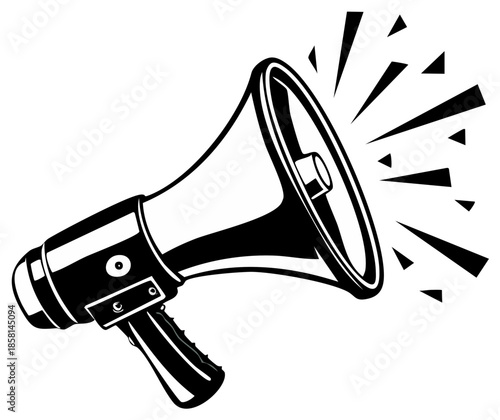 Retro illustration of megaphone with sound effect