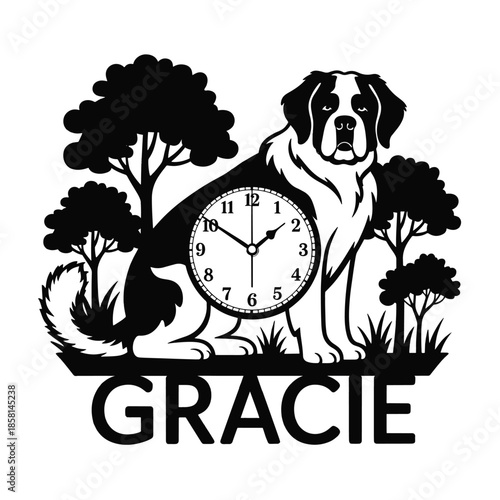 Custom Dog Silhouette Clock Great Pyrenees Mix 3D Design