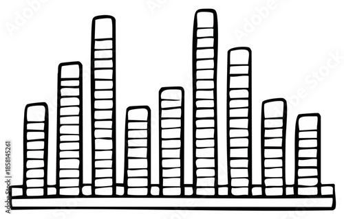 Hand Drawn Sound Waveform Bar Graph Graphic