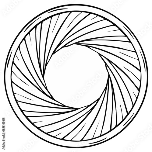 Camera aperture diaphragm illustration, lens, technology, device, circle object, technical drawing, vector, equipment, instrument
