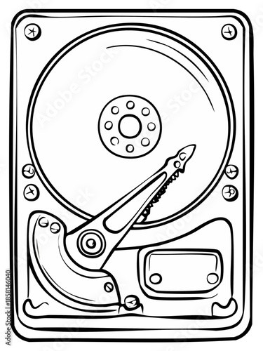 Hard Drive Interior Diagram Illustration Data Storage Technology