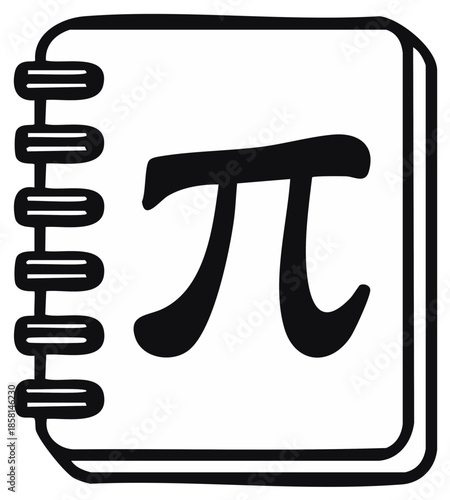 Notebook Illustration: Simplified black and white image of a math symbol, π (pi)