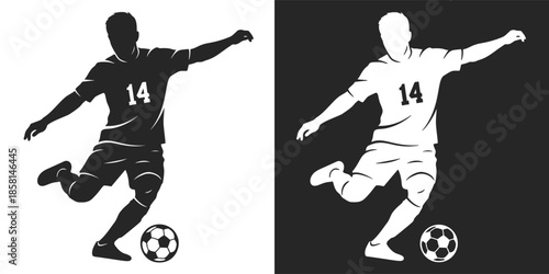 Soccer player illustration. Representing football, sportsmanship, action, teamwork, and athletic performance.