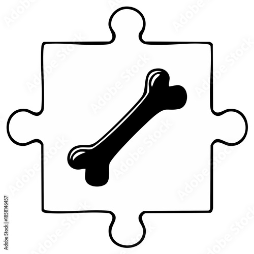 Puzzle piece containing a dog bone illustration