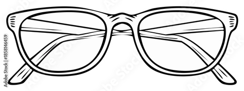 Outline illustration of Retro style eyeglasses showcasing iconic eyewear design and vintage inspired fashion accessories and optical clarity.