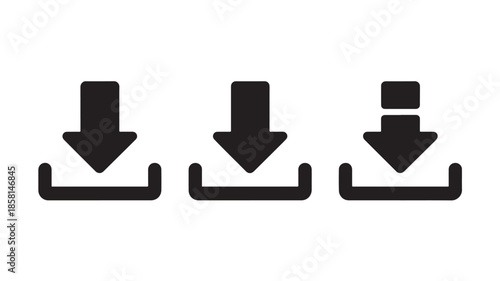 Download icons in minimalist style with black color on white background for web design