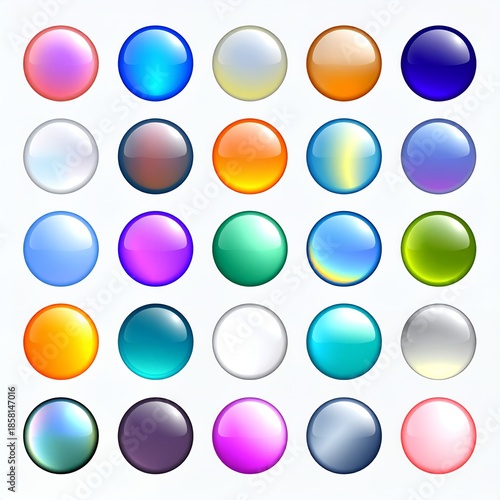 Free Download Vibrant Collection of Glossy Spheres and Buttons in Various Colors. - GFXLoad