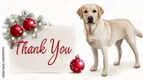 golden retriever with christmas baubles