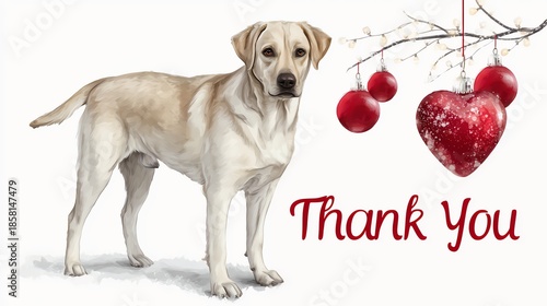 golden retriever with christmas baubles