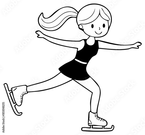 Ice skater graceful performance: Young woman elegant glide with poise and balance