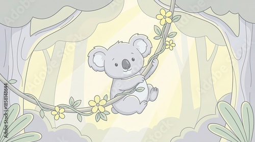 Cute Koala in a Serene Forest Setting