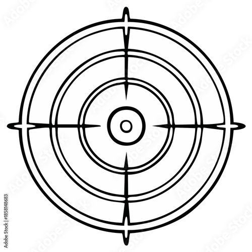 Black and white bullseye target with crosshairs, aiming, precision concept.