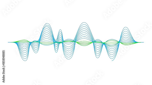 abstract blue background with green leaves