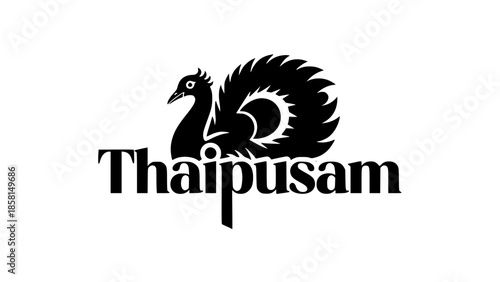 Thaipusam festival logo with peacock icon on white background, cultural symbol