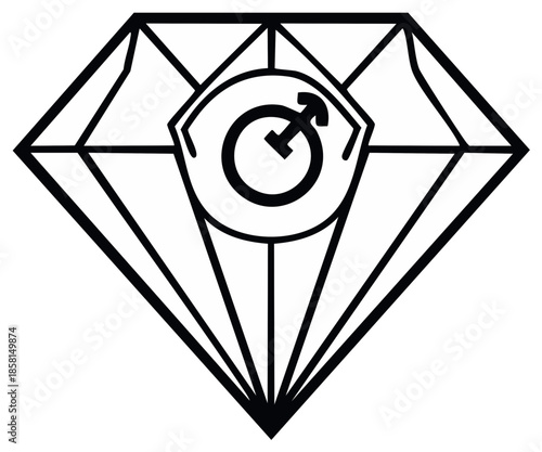 Geometric diamond logo with a stylized male gender symbol vector illustration