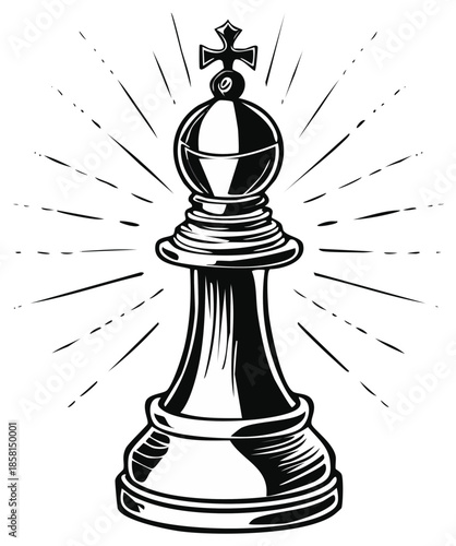 Chess Bishop Piece Illustration with Radial Lines