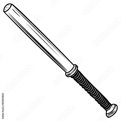 Illustration of a heavy metal baton a blunt force weapon often used for defense