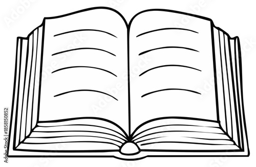 Open book outline with blank pages, ideal for education and learning concepts.