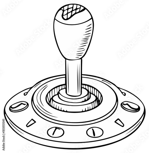Illustration of a classic arcade joystick gaming equipment for interactive entertainment and simulation in vector format