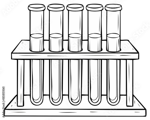 Laboratory test tubes in a rack isolated illustration