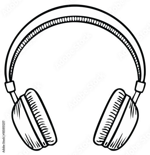 Doodle Illustration of Headphones for Music Listening and Audio Enjoyment
