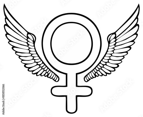 Feminine Symbol with Wings Illustration Empowerment and Freedom Concept