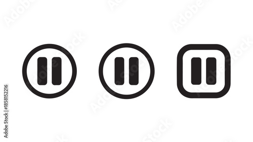 Pause button icons for video player and audio controls, minimalist vector symbols