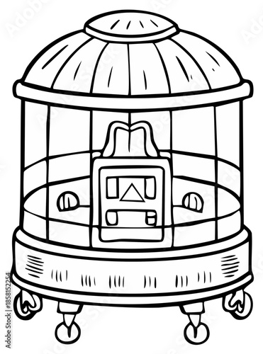 Antique Display Case with Stand Outlines Vintage Illustration