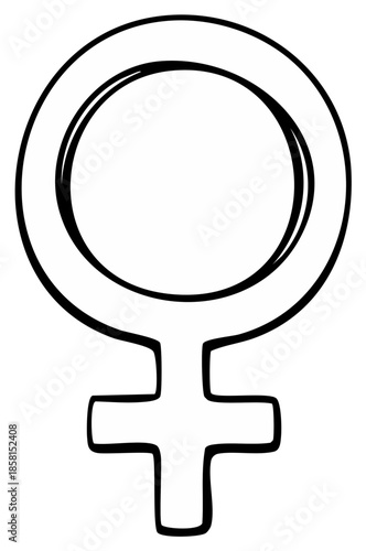 Line art of female symbol denoting sex and gender identity of women and girls