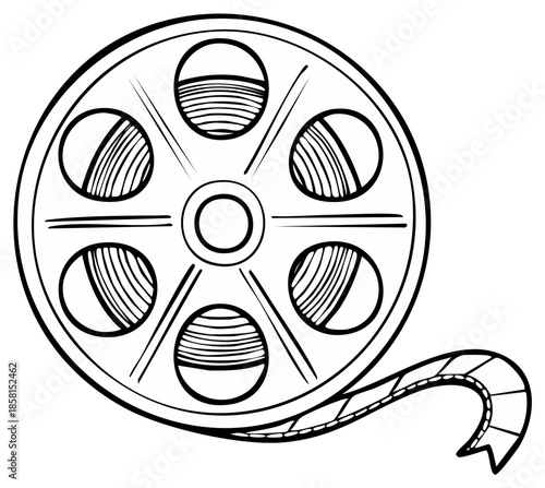 Film Reel Outline Symbol Cinema Movie Filmstrip Entertainment Technology Icon