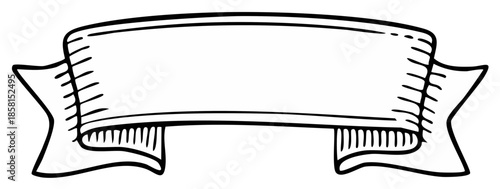 Hand Drawn Ribbon Banner Blank Space For Text
