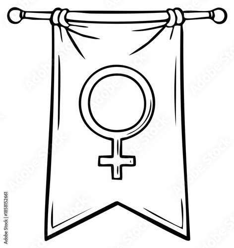 Pennant featuring the symbol for female empowerment, womanhood and gender rights