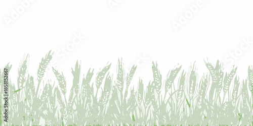 A simple illustration of green wheat or grass blades against a white background