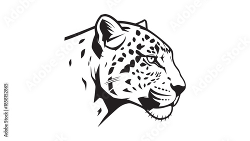 Detailed illustration of a leopard head with spotted fur profile