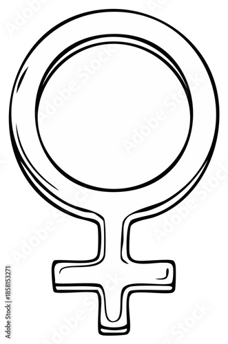 Simple Line Art Drawing of the Female Symbol