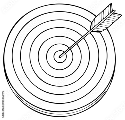 Arrow hitting target, bullseye, archery