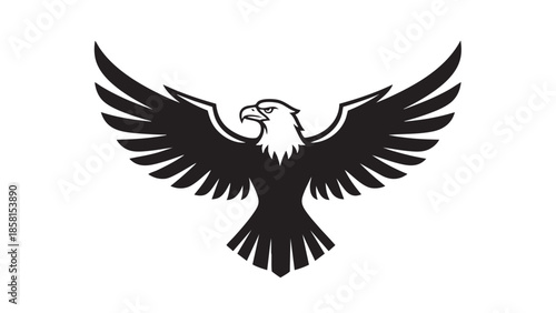 Majestic bald eagle with outstretched wings in flight pose