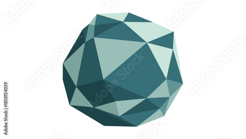 Abstract Geometric Shape A Low Poly Icosahedron in Shades of Blue.