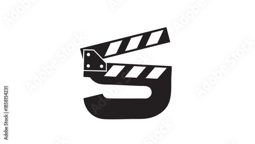 Modern minimalist clapperboard logo design for filmmaking and video production