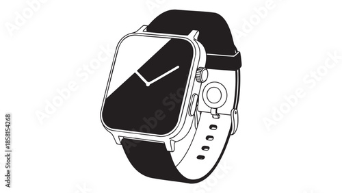 Modern smartwatch with analog clock face design isolated