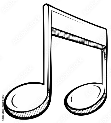 Black and White Musical Eighth Note Symbol Hand Drawn Sketch