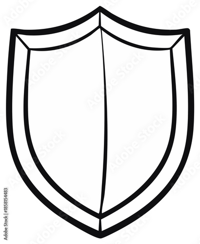 Simple cartoon shield illustration with outline protection emblem graphic